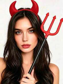 1/2/4pcs Devil Horn Headband Set Accessories, Black And Red Gothic Devil Horn Headwear, Suitable For Daily Wear, Festivals, Halloween, Cosplay - Multicolor - View 12