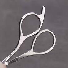 JSS Professional Eyebrow Scissors With Built‑In Comb, Stainless Steel Round Tip Beauty Grooming Shears, Comes With PU Protective Sheath, Perfect For Eyebrow, Facial Hair, Sideburn Trimming, Home & Salon Makeup Tool - Silver - View 8