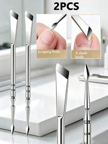 1/2/3pcs Professional Pedicure Dead Skin Fork, Stainless Steel Foot Callus Remover Scraper Exfoliating Tool For Smooth Heels, Home Salon Use Foot Care File - Silver - View 11