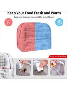 1pc - Minimalist Fashion Insulated Lunch Bag - Featuring Thickened Large Capacity Design And Dual-Color Patchwork Style; Rich Colors, Suitable For Commuting, School, Hiking, Picnic, Camping, Gathering, Short Trip And Outdoor Activities. - View 10