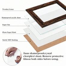 Mosearon 1pc Vintage Wooden Picture Frame A5 Picture Frame, 30x40 Cm Photo Frame, A4 Poster Frame, Vintage Photo Decor, A Gift For Friends, Made Of Particleboard And Shatterproof Acrylic, Perfect For Home Decor, Vintage Picture Frame Gift - Retro Photo Frames - View 6