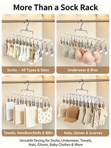 Double-Layer Clip Hanger Anti Slip Space Saving Made Of High-Quality Metal Multipurpose Pants Rack Suitable For Drying Items Like Underwear Socks Multifunctional Drying Rack And Wardrobe Organizer Accessory Ideal For Homes Bedrooms And Balconies - Multicolor - View 4