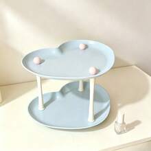1pc 2-Tier Heart-Shaped Tray Storage Rack, Cute Desktop Organizer For Nail Polish, Manicure Tools, Cosmetics, Nail Salon Vanity Display Stand - Multicolor - View 4