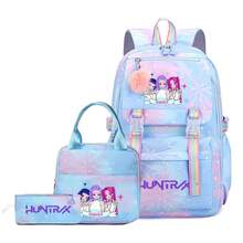 Hasbro Korean K-Pop Demon Hunter Girl Group 3 Pieces Backpack Set, Backpack + Lunch Bag + Pencil Case Combo, Cartoon Print, Custom Image Printing Supported, Daily Commute Storage, Fan Gift Item - View 7