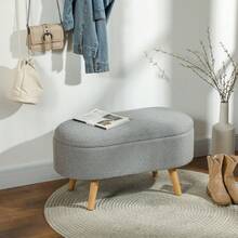 Teddy Fleece Storage Ottoman - White On-Site - Charcoal Grey + Polyester - View 2
