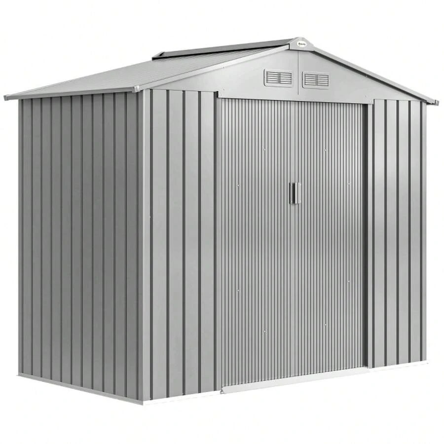 7 X 4ft Lockable Metal Garden Storage Shed Storage - Light On-Site - 1 - View 1