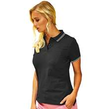 Roly Asquith & Fox Womens/Ladies Classic Fit Tipped Polo - Black/White - View 2
