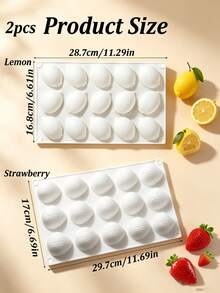Strawberry Lemon Silicone Mold Set, 15-Cavity Fruit Cake Baking Tool For Mousse Jelly Chocolate - White - View 3