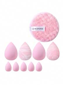 10Pcs Makeup Sponge Set,Soft Elastic Wet‑Dry Dual‑Use Cosmetic Tools For Foundation, Concealer, Makeup Removal - Pink - View 9