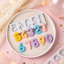 2件組矽膠0-9數字3D浮雕模具，易脫模，適合製作數字蠟燭與DIY手工藝，適用於香氛蠟燭，專為手工愛好者與創作者設計 - 查看 5