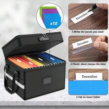 Fireproof Document Box With Lock, 2 Layer Collapsible Document Storage Box With 10pcs Suspension Files, Portable Office  File Storage With Reflective Strip For Legal Size(Not Dividers) - Two-layer-collapsible - View 6