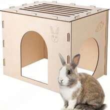 1pc/Set Wooden Rabbit Hideout Castle, Rabbit House & Hiding Spot, Wooden Rabbit Hutch, Suitable For Indoor Rabbits, Hamsters And Guinea Pigs Hideout - 30x30 - View 1