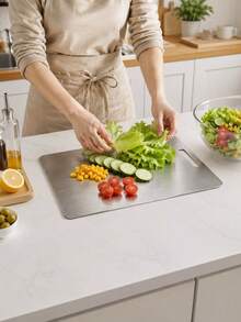 3pcs Stainless Steel Cutting Board Designed With A Handy Hanging Hole To Save Kitchen Storage Space, Various Practical Sizes Optional To Meet Different Cooking Demands, For Processing Meat, Vegetables, Fruits, Bread And Other Food Materials - Multicolor - View 14