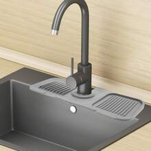 1pc Faucet Splash Guard, Anti-Splash, Adjustable, Narrow Edge Design, Suitable For Kitchen Sink And Bathroom Vanity, Drainage Design, Suitable For Bathroom Sink, Dish Rack, Kitchen Dish Rack, Kitchen Sink Accessories, Christmas - Multi-color - View 3