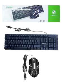 AKKHOO Set Keyboard dan Mouse Gaming Mekanik RGB Bercahaya, Kombo Keyboard dan Mouse Berkabel untuk Komputer Desktop dan Laptop - Hitam - View 10