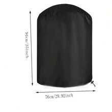 Round Outdoor Camping Grill Cover, Oxford Fabric UV-Resistant Grill Cover With Drawstring, Windproof And Dustproof, Outdoor Open-Air BBQ Equipment Rain And Dust Protection Cover - Black - View 3