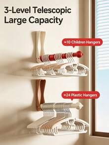1pc Wall-Mounted Bear Telescopic Clothes Rack Storage Rod, Multi-Layer Expandable Drying Pole, Home Closet Wall Hanging Clothes Rack, Clothes Hanger Organizer, Large Capacity Clothes Rack Storage Tool, Freely Extendable Space-Saving, Balcony Bedroom Walk-In Closet Dormitory Clothes Organizing Rod, Children Adult Clothes Rack Universal Multi-Function Hanging Rod, Foldable Storage Minimalist Home Wall Shelf, Clothes Hanger Concentrated Organizer, Drying And Storage Dual-Use Clothes Rack Pole - View 9