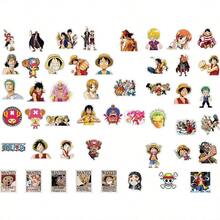 50pcs ONE PIECE Cartoon Anime Stickers, Featuring Monkey D. Luffy, Roronoa Zoro, Nami, Usopp, Sanji, Tony Tony Chopper Designs, Suitable For Luggage, Laptop, Notebook And Diary, PVC Waterproof - Multicolor - View 4