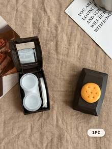 eyekan 3D Cookie Design Contact Lens Case With Mirror, Cute Portable Lens Storage & Care Kit, Compact Travel Beauty Accessory For Daily Use - Multicolor - View 10