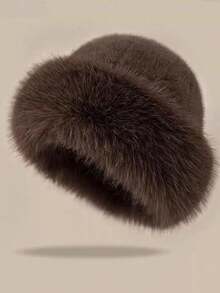 1Pair Unisex Thick Faux Fur Trim Winter Bucket Hat, Warm Wind‑Resistant Mongolian Snow Cap For Outdoor Travel - Men's a - View 8