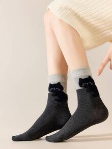 1 Pair/4 Pairs Women's Autumn Winter Mid-Calf Socks Cartoon Fun Pattern Sheer Socks - Multicolor - View 8