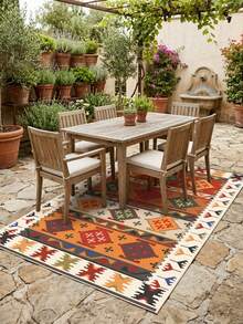 1pc Bohemian Geometric Rectangular Rug, Suitable For Living Room, Bedroom, Hallway, Entryway, Dormitory, Perfect For Daily Home Decor, Thanksgiving, Christmas Holiday Decoration, Made Of Soft Skin-Friendly Plush Fabric, Non-Slip Bottom, Durable And Easy To Clean Floor Mat - Multicolor - View 3