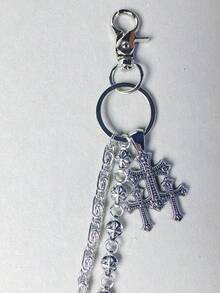 1pc Cross Pants Chain Punk Hip Hop Unisex Waist Chain Pocket Chain Keychain Wallet Chain Luxury Accessory Holiday Gift Multi-Layer Key Chain Punk Pants Chain Motorcycle Riding Jeans Accessory - Multicolor - View 2