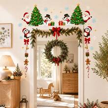 Christmas Door Frame Decor Sticker Santa Snowman Penguin Tree Holiday Wall Decal Xmas Home Decoration - Christmas Wall Decals - View 3