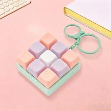 1pc Mini 9‑Key Keyboard Fidget Keychain Toy,Color Macaron Clicker Pendant,Portable Bag Charm,Collectible Small Toy,Holiday Party Gift For Teens & Adults - Multicolor - View 6