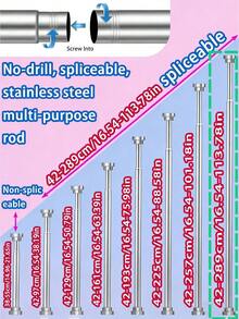 Extra Long Stainless Steel Curtain Rod, Shower Curtain Rod, Curtain Rod, Wardrobe Hanging Rod, Extendable Rod, Laundry Drying Rod, Hanging Rod, Bracket, Kitchen Utensil Storage Rod, Curtain Rod, Adjustable Length, Shower Curtain Rod, Kitchen Bathroom Cabinet Shoe Rack Easily Extendable Rod, Adjustable Stainless Steel Drying Rack, Bathroom Extendable Towel Rod, Drying Rack, Curtain Bar Cabinet Hanging Rod, Extendable Shower Curtain Bar Balcony Railing, Suitable For Curtains, Doors And Bedroom Storage. Telescopic Curtain Rod, Spiral Design, Adjustable Base - Multicolor - View 39