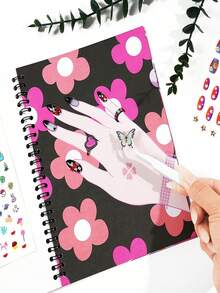 1 Set Daily Outfit Sticker Set, Children's Fashion Coloring Book, 1 Book (20 Coloring Pages + 4 Stickers) + 1 Nail Art Sticker, Children's Coloring And Outfit Activity Book, School Supplies, Back To School, New Year Birthday Gift - Multicolor - View 9