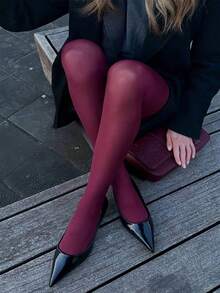 1pair Women's High Elasticity Sexy Slim Fit Velvet Tights, Suitable For Party, Home, Business Office, Spring And Autumn - Multicolor - View 9