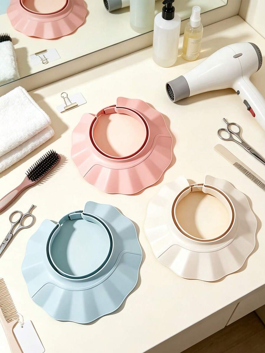 1pc Adjustable High Quality Bath Cap With Ear Protection, Fits All Head Sizes For Hair Washing,Sturdy Design Won't Collapse During Rinsing - Multiple Styles - View 1