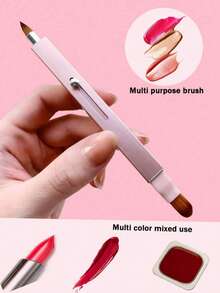 1pc Single-Head Retractable Lip Brush, Single-Head Design, Specially Designed For Lipstick And Lip Gloss, Silver Pink Makeup Brush Set, Precise Application, Lip Brush Lipstick Brush Metal Retractable Lip Liner Brush Concealer Brush With Dust-Proof Cover Portable Storage Multi-Functional Makeup Tool Suitable For All Seasons - Multicolor - View 9