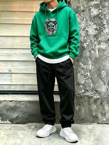 Men Hoodie Co-Ords - Green - View 1