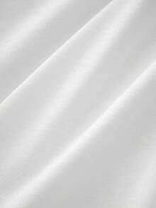 Women's Pure White Long Sleeve T-Shirt, Round Neck Drop Shoulder Loose Fit Basic Casual Long Sleeve Top, Suitable For Daily Wear - White - View 6