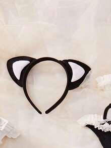 Sweet & Cool Cat Maid Full Accessory Set Black Nightgown Jumpsuit Outfit, Suitable For Party, COS, Gathering - Black - View 5