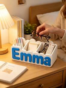 Personalized Name Storage Box, 3D Printed Custom Letter Desktop Organizer, Vanity Makeup Brush Holder, Stationery Storage Box, Unique Home Decor - Multicolor - View 3