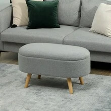 Teddy Fleece Storage Ottoman - White On-Site - Charcoal Grey + Polyester - View 8