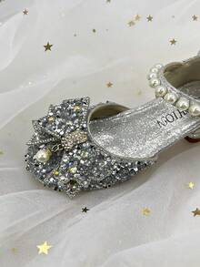 Girls Dress Shoes With Ankle Strap And Open Toe - Silver - View 7