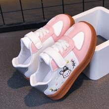 1 Pair Girls' Vintage Versatile Skate Shoes, Cartoon Floral Embroidery Hook & Loop Lightweight Non-Slip Kids Shoes - Pink - View 2