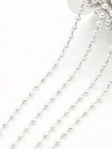 1 Bag 1 Meter ABS Faux Pearl Chain Tassel 6 Pearl Diameters 2 Chain Colors Suitable For Jewelry DIY Use - Silver - View 7