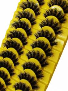10 Pairs 3D Fluffy False Eyelashes, Create Thick And Voluminous Charming Eyes, Fluffy And Dense, Strip False Eyelashes, Eyelashes, False Eyelashes - Multicolor - View 3
