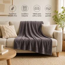 Soft Polyester Throw Blanket For Bed And Sofa In Various Sizes And Grey Or Pink Colors, Warm Lightweight Cover - Dark Gray - View 1