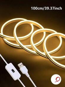شريط إضاءة نيون LED ديكوري 1م/3 أمتار/5م، شريط إضاءة محيطية مرن قابل للتعتيم عبر USB، إضاءة ملء للبث المباشر، شريط إضاءة ملء أمامي لمرآة المكياج ومرآة الحمام، مفتاح مسح باليد قابل للتعتيم - متعدد الألوان - مشاهدة 6