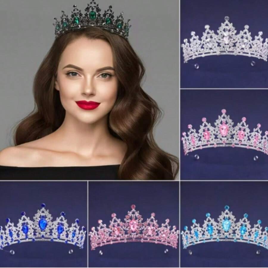 1 buah Bando Mahkota Perak Wanita, Cocok untuk Pengantin, Pernikahan, Pesta, Dansa, Kontes Kecantikan, Aksesori Rambut Wanita Gaya Gothic - View 1