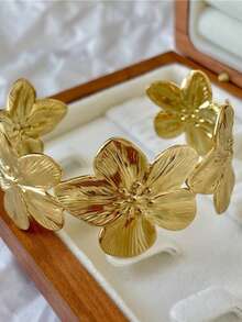1pc/5pcs/6pcs Exaggerated Bracelet Bangle Fashion Mix & Match Stackable Jewelry Set For Women - Gold - View 9