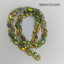 60cm Fashionable European And American Retro Colorful Rhinestone Trim Blue Yellow Rhinestone Embellishment Accessories Creative Decorative Rhinestone Band DIY Making Clothes Pants Hair Accessories Bags Scarves Holiday Party Birthday Gift Decorative Trim Decorative Band - 60cm/Blue Rhinestone Lace - View 9