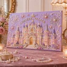 1pc New Pearl Painting Set, Pink Castle Shiny Theme, Pearl Material, Frameless Handmade Craft, Suitable For Bedroom Decor, Living Room Wall Art, Room Decoration, Perfect Gift For Friends And Family - A - View 4