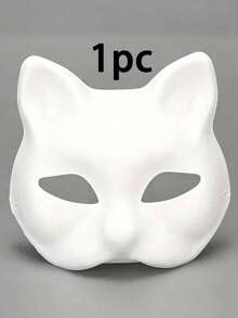 1/3/6 Pcs Therian Mask DIY Blank White Cat Fox Animal Half Face Mask Halloween Masquerade Cosplay Party Mask - DIY Mask - View 17
